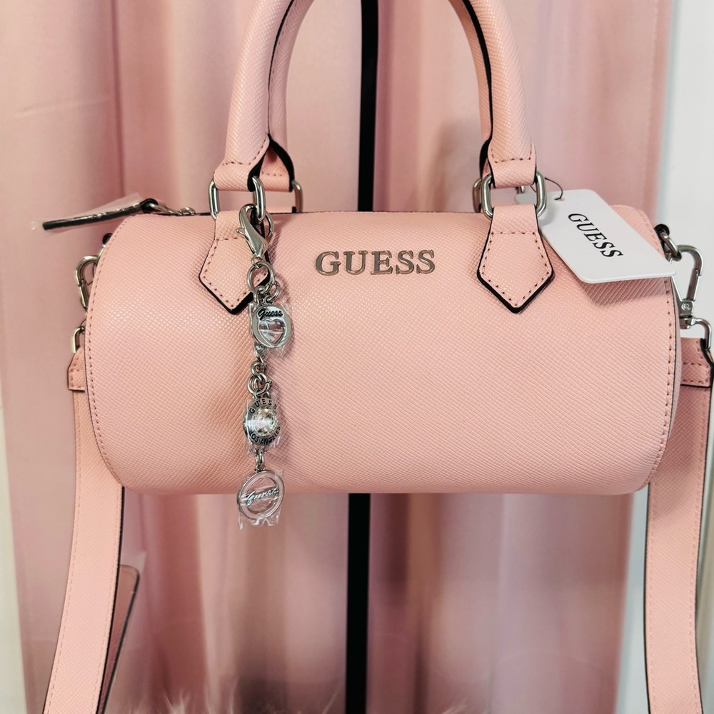 Guess Pink Crossbody Barrel Bag with Charm - Picture 3 of 3